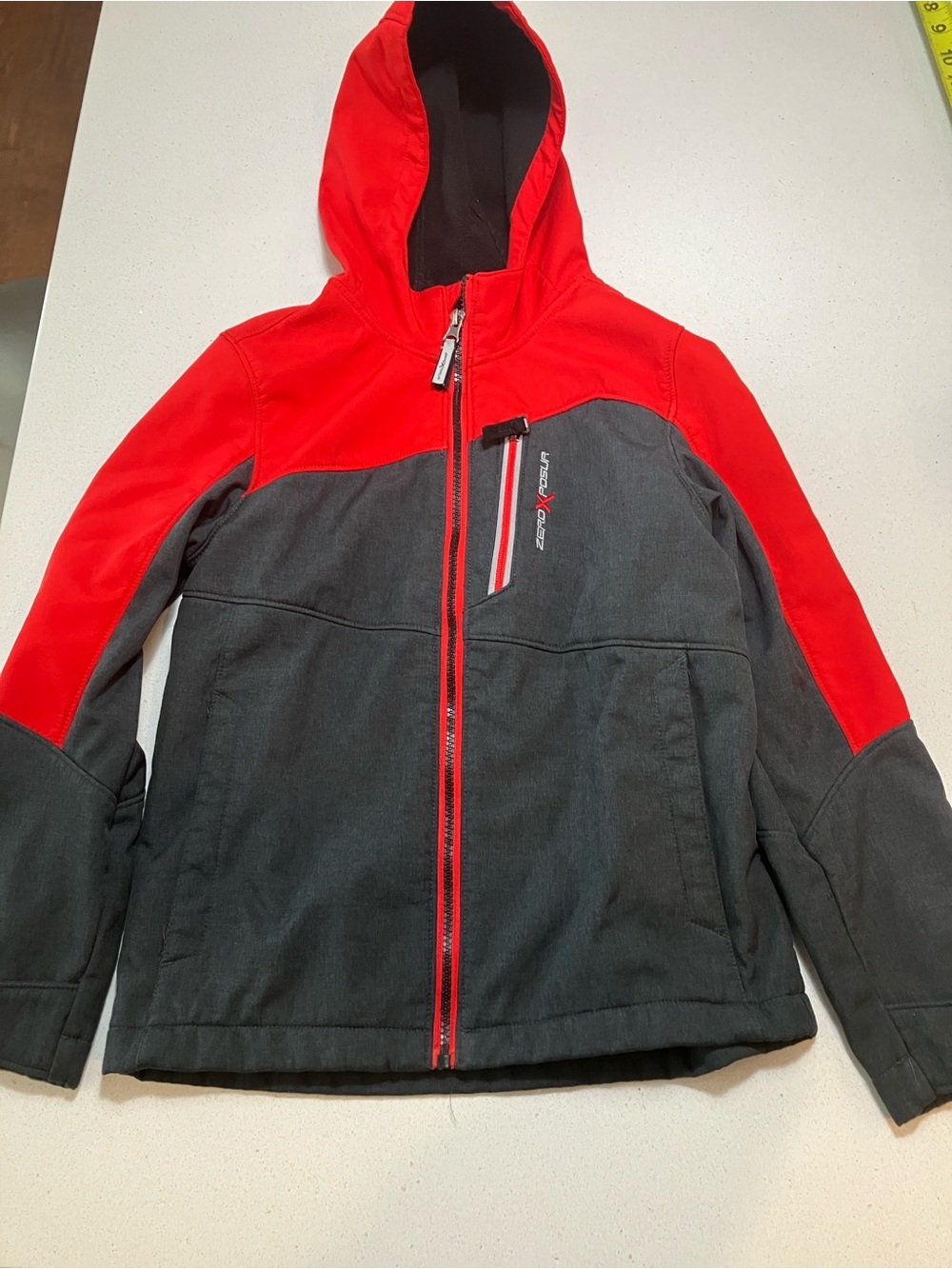 ZeroXposur Boys Red and Gray Hooded Insulated Jacket